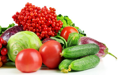 Fresh organic vegetables, isolated on white