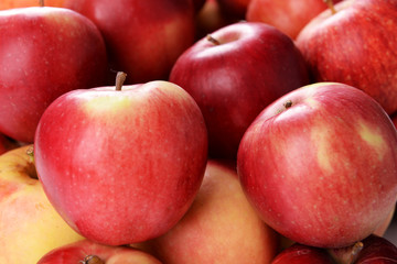 Ripe red apples close up