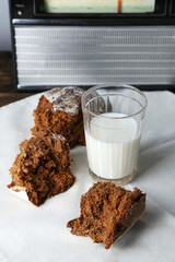 Rye bread and glass of milk