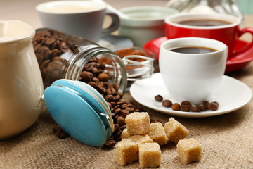 Fresh coffee with several ingredients