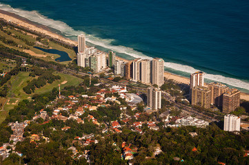 Aerial View of Luxury Condo Buildings in Front of the Beach