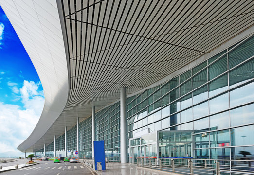 the scene of T3 airport building in beijing china.