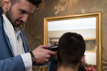 Hairdresser Do Haircut Close Up Indoor Shot