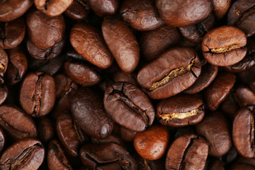 Roasted coffee beans background texture