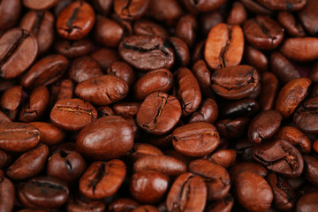 Roasted coffee beans background texture