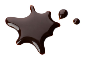 Chocolate syrup drips isolated on white