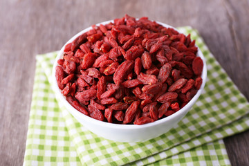 Goji berries in white bowl