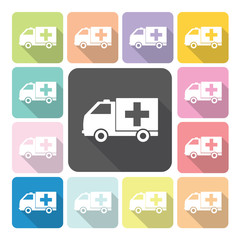 ambulance Icon color set vector illustration