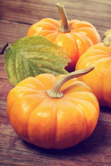 Pumpkins and autumn leaves