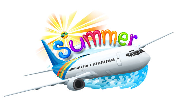 A summer template with a plane