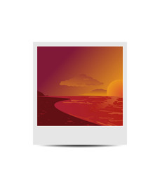 Photoframe with sunset beach background