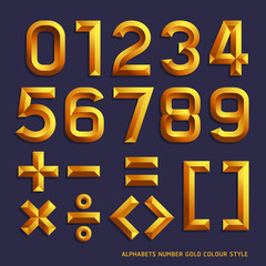 Alphabet gold colour style. Vector illustration.