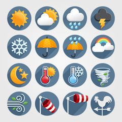 Weather flat icons color set. Vector illustration