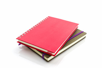 Red and brown diary book.