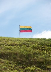 Lithuanian flag on sky  background
