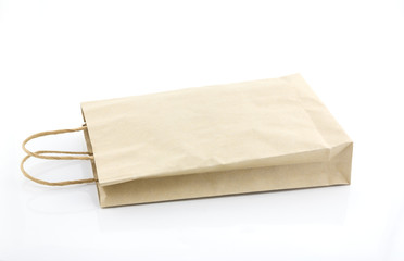 brown paper bag on white background