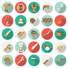 Construction flat icons set. Vector illustration