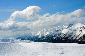 Fototapeta premium winter panorama of mountains