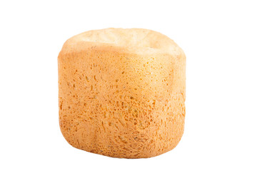 white loaf of homemade bread isolated on white background