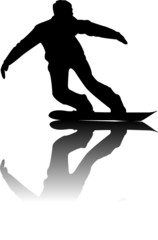 Silhouette of black Snowboarder Vector