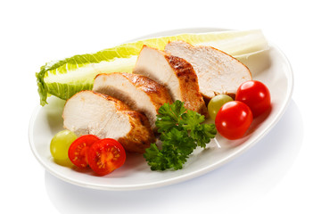 Roast chicken fillet and vegetables
