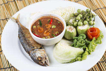 Chili paste with fried mackerel
