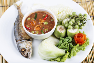 Chili paste with fried mackerel