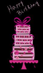 Tarta de cumpleaños de tres pisos.