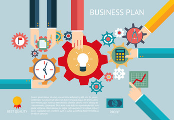 Business plan gears company team infographic work businessman