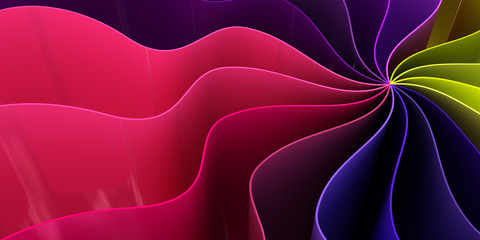 3D spiral made from multicolored waved planes