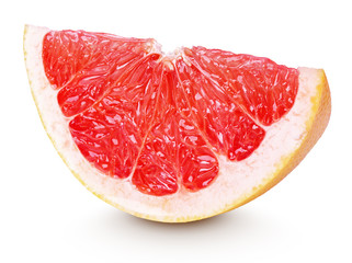 Slice of grapefruit citrus fruit isolated on white