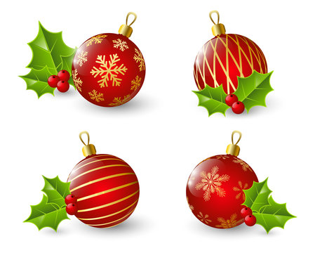 Set of red Christmas balls