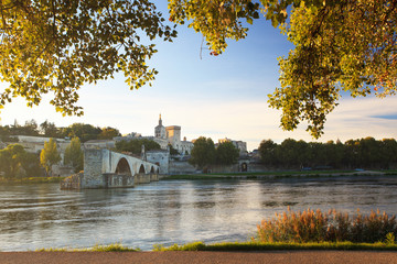 Avignon Bridge with Pope's Palace, Provence, France - 71684709