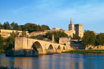 Avignon Bridge with Popes Palace and Rhone river, Provence - 71684773