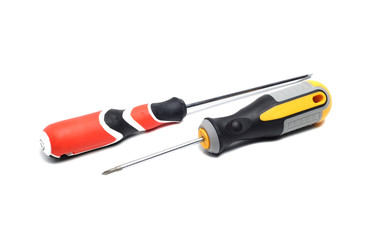 two various screwdriver lying on a white background