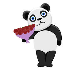 Panda with flowers