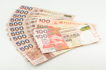 Hong Kong dollars on white background