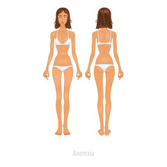 Slim girl is looking on her weight before  Vector Illustration.