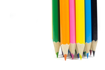 Group of Colorful Pencils Over a White Background