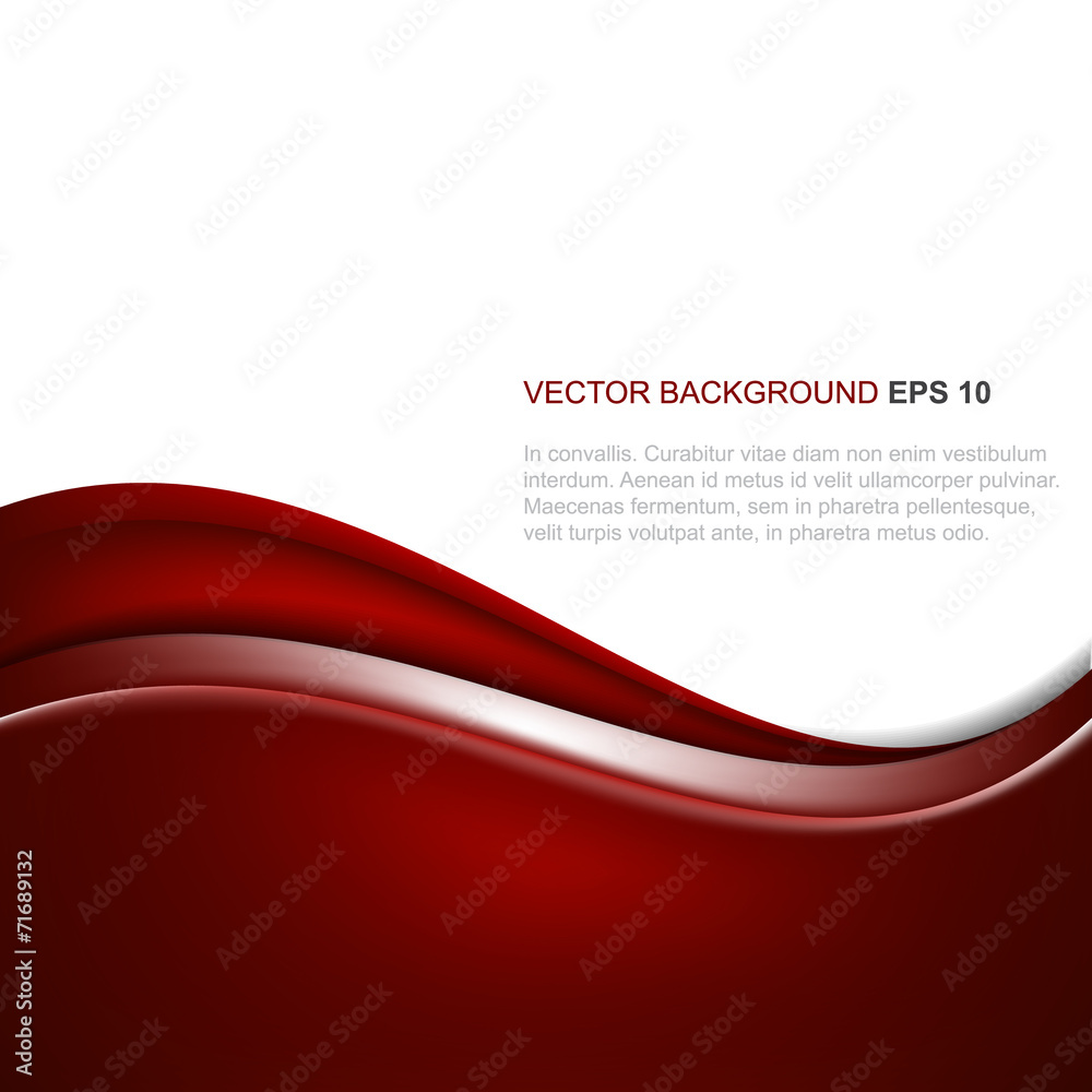 Poster abstract vector background in red color with wave