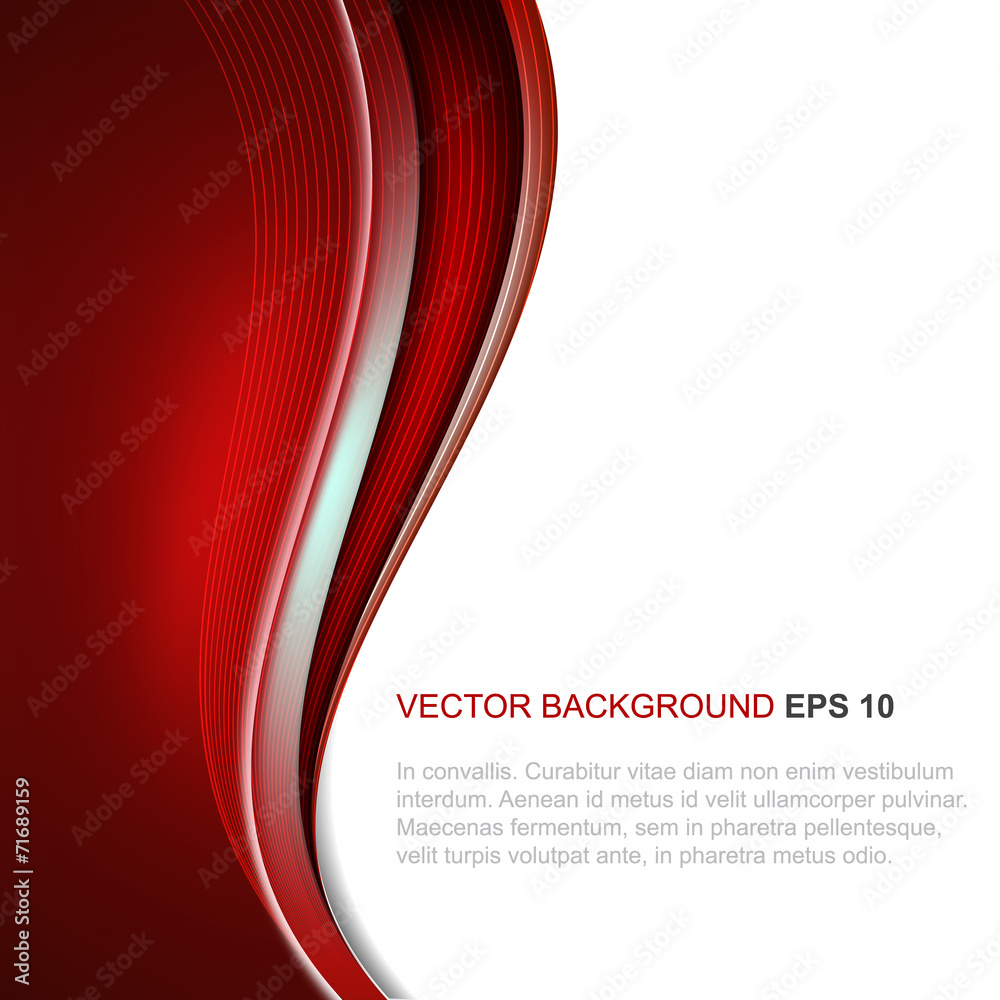 Poster abstract vector background in red color with wave
