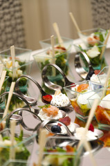 Italian fresh buffet with salmon and strawberry