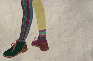 Feet in shoes,, differences and diversity