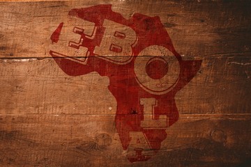 Composite image of red ebola text on africa outline