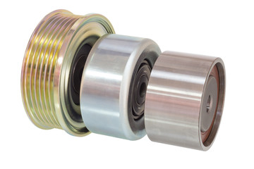 Image of three pulleys isolated on white