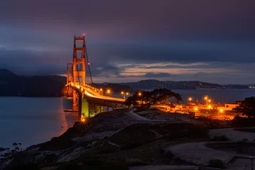 Foto op Plexiglas Night Illumination in Golden Gate bridge, San Francisco, CA © lucky-photo