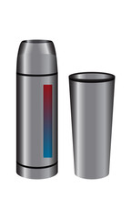 Steel thermos with thermo-cup
