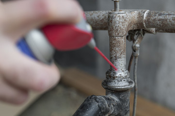 Mechanic reiparing a bike, handlebar