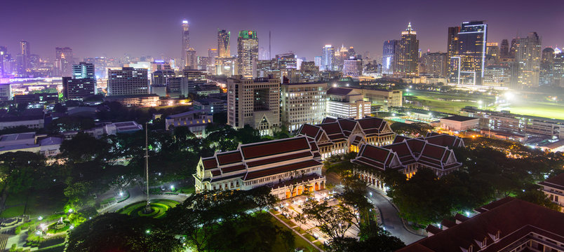 Night View Of Chulalongkorn University In Bangkok, Thailand