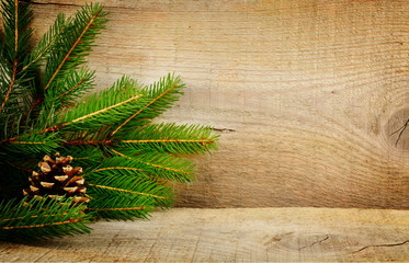 Wooden christmas backgrounds fir spruce cone